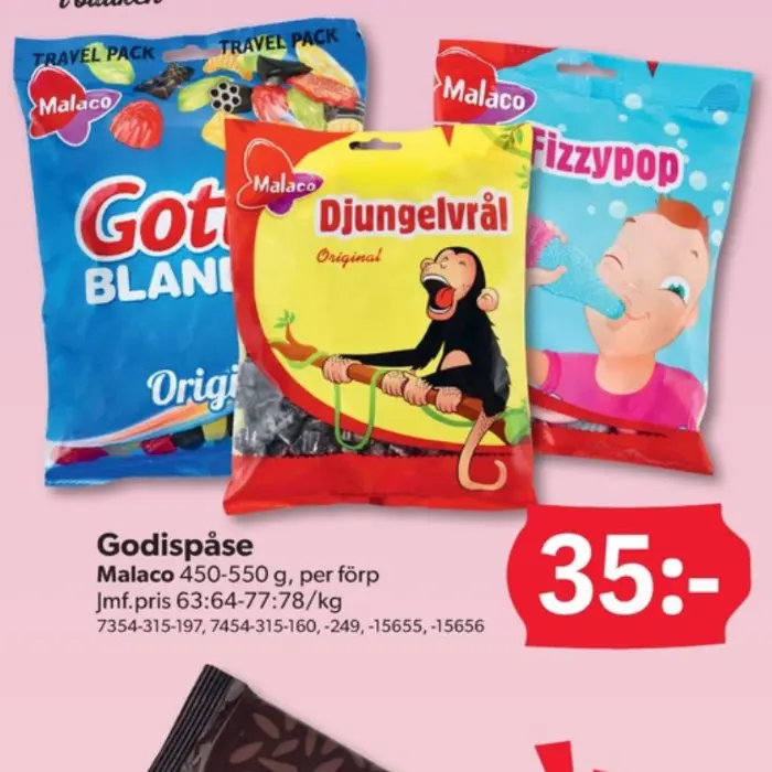 Malaco Fizzypop, Godispåsar Dollarstore